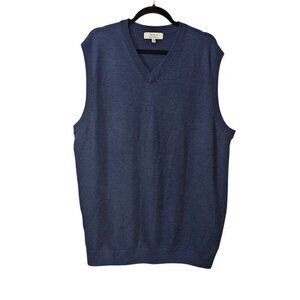 Turnbury Extra Fine Merino Wool Sleeveless Knit Blue Sweater Vest